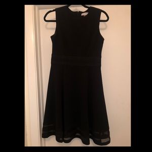 Calvin Klein black dress sleeveless sheer hem A-line mid length size 4P